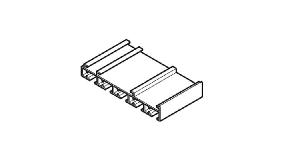 Flächenvorhangschiene mit Schleuderzug 5-läufig – mit Vorhang