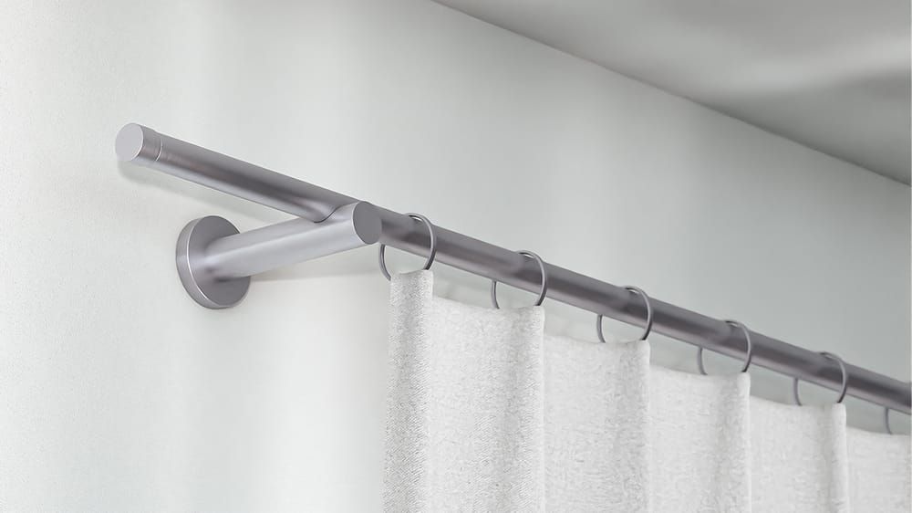 Gardinenstangen Set zur Wandmontage: Interstil Barett  – in Edelstahl