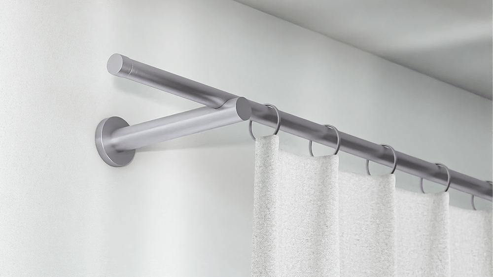 Gardinenstangen Set zur Wandmontage: Interstil Barett  – in Edelstahl
