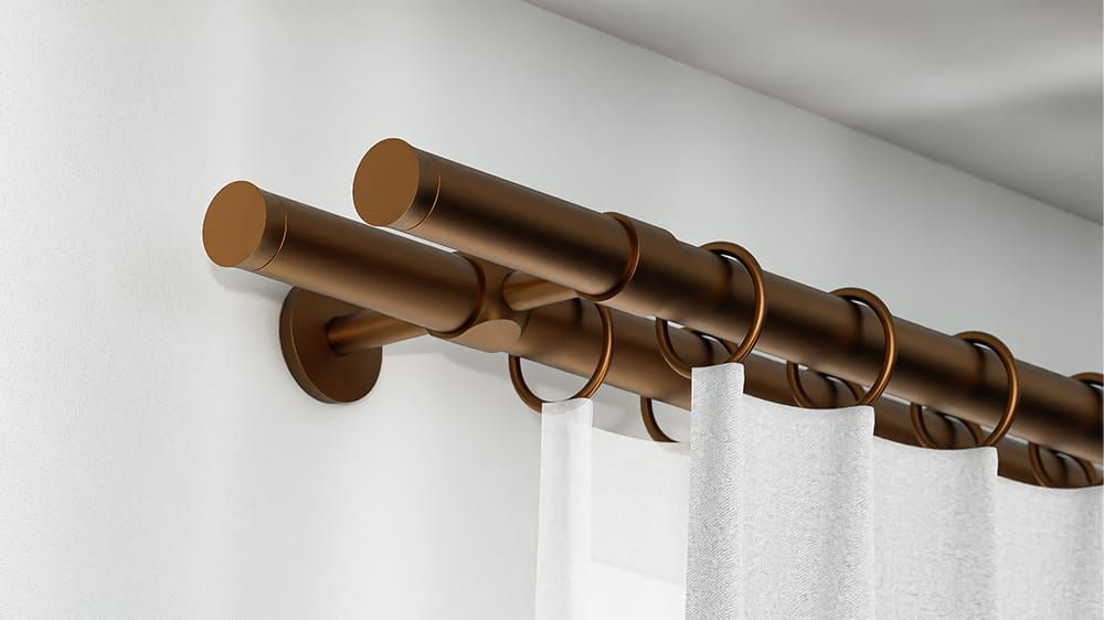Interstil Castle doppelläufige Vorhangstange zur Wandmontage – in Bronze