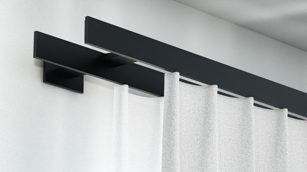 Doppelläufige Vorhangstange für Wave Vorhänge – in Schwarz