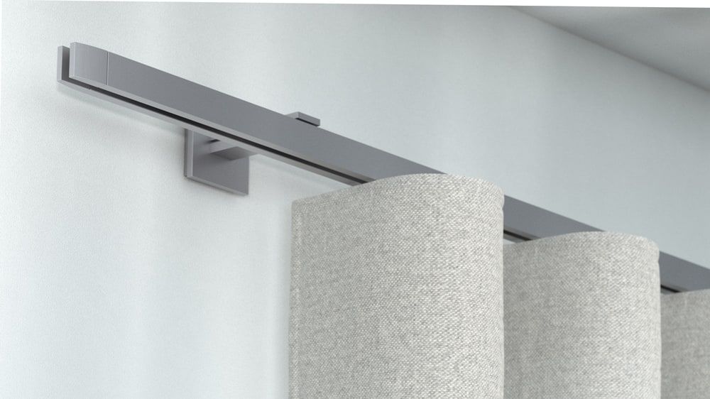 Interstil Convex 3 minimalistische Gardinenstange auf Maß – in Edelstahl