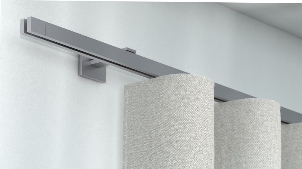 Interstil Concept 3 quadratische Vorhangstange mit Innenlauf – in Edelstahl