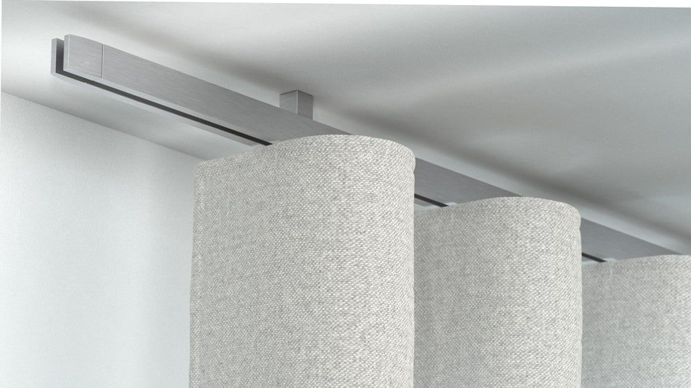 Interstil Cubus 2 mit Endkappe Convex - Gardinenstange Decke – in Aluminium
