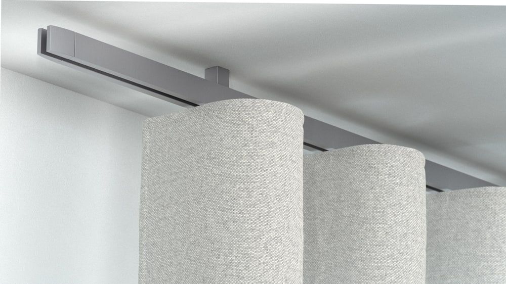 Interstil Cubus 2 mit Endkappe Convex - Gardinenstange Decke – in Edelstahl