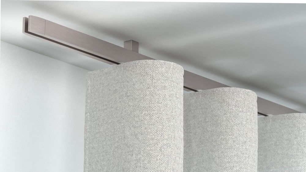 Interstil Cubus 2 mit Endkappe Convex - Gardinenstange Decke – in Nickel matt