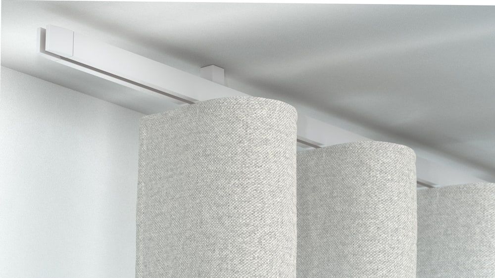 Interstil Cubus 2 mit Endkappe Convex - Gardinenstange Decke – in Weiß