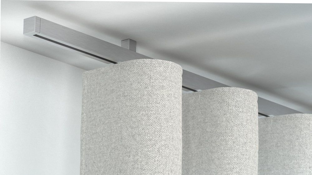 Interstil Cubus 2 mit Endkappe Compact - Vorhangstange Decke – in Aluminium