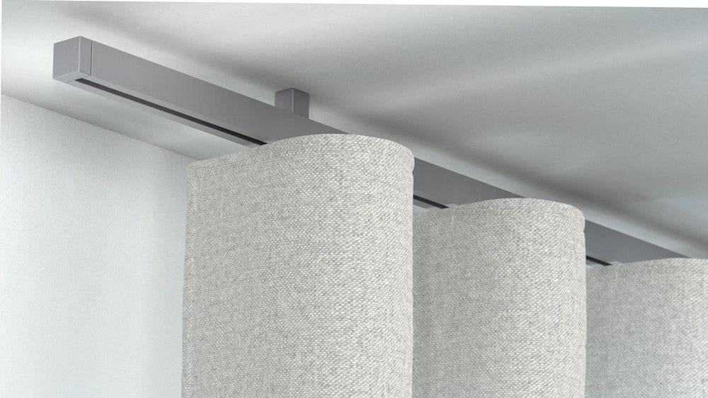 Interstil Cubus 2 mit Endkappe Compact - Vorhangstange Decke – in Edelstahl