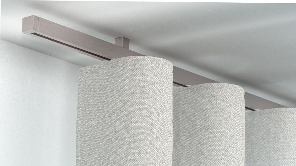 Interstil Cubus 2 mit Endkappe Compact - Vorhangstange Decke – in Nickel matt