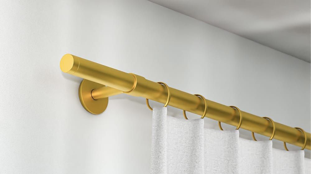 Interstil Cup Gardinenstange mit Ringen zur Wandmontage – in Messing