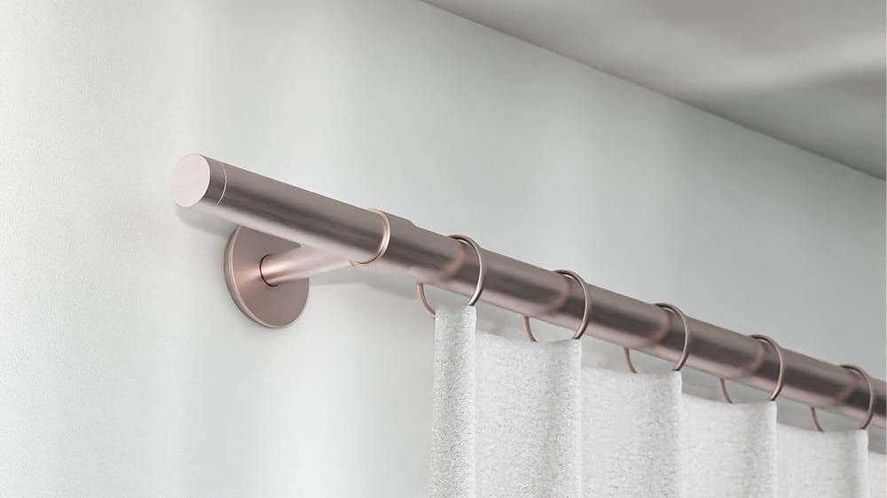 Interstil Cup Gardinenstange mit Ringen zur Wandmontage – in Nickel matt