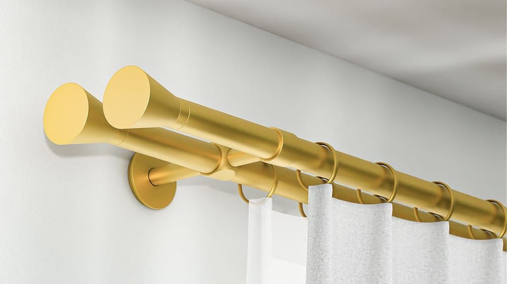 Interstil Derby: 2-Lauf Vorhangsystem mit Ringen – in Messing