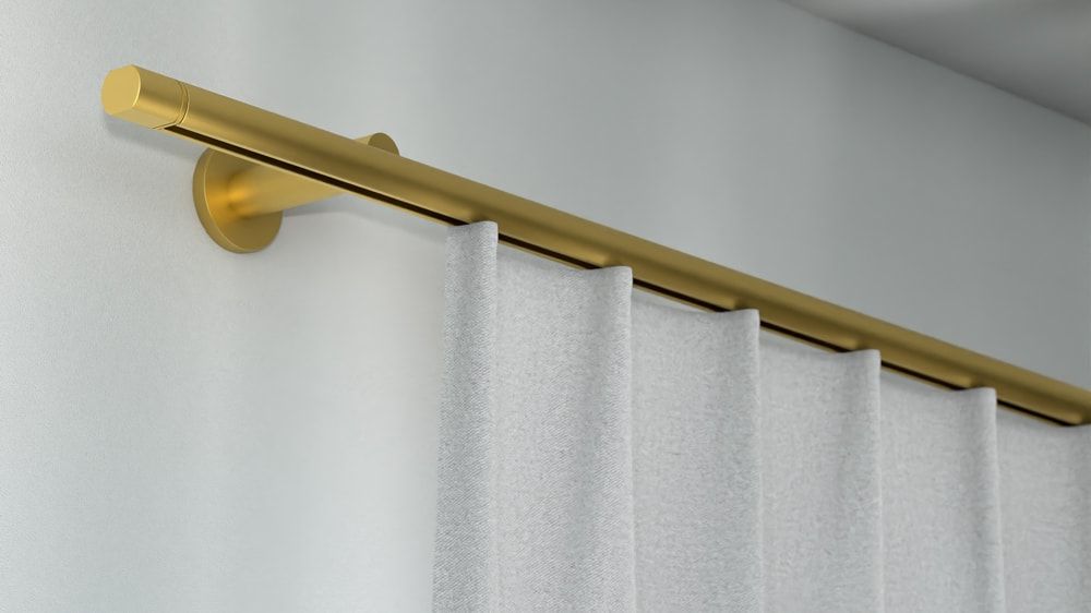 Interstil Duett Gardinenstange zur Wandmontage nach Maß – in Messing