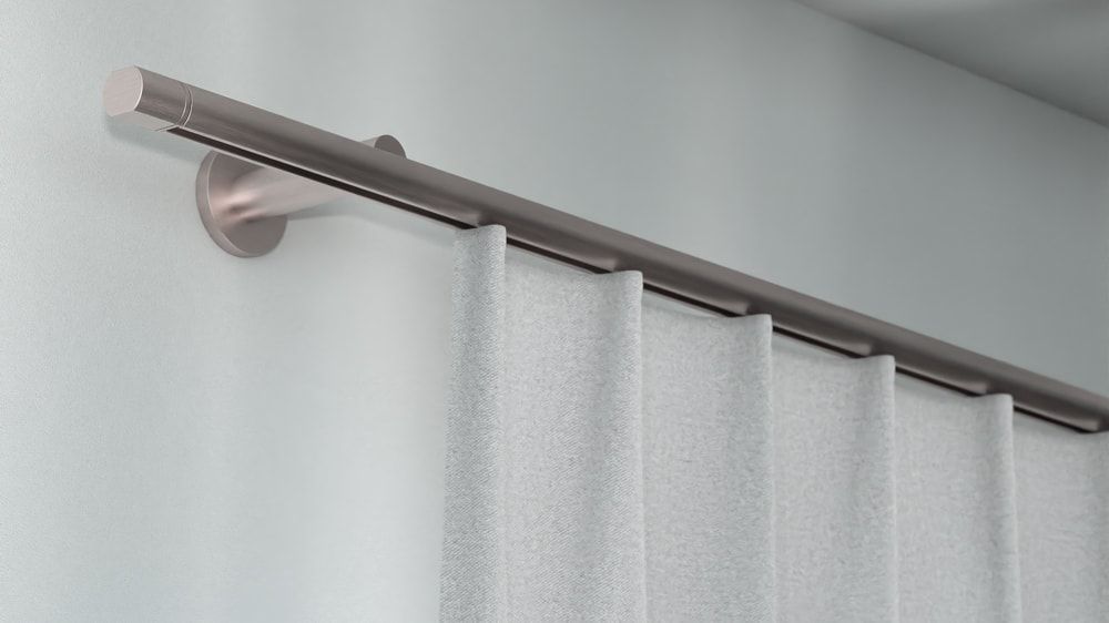 Interstil Duett Gardinenstange zur Wandmontage nach Maß – in Nickel matt