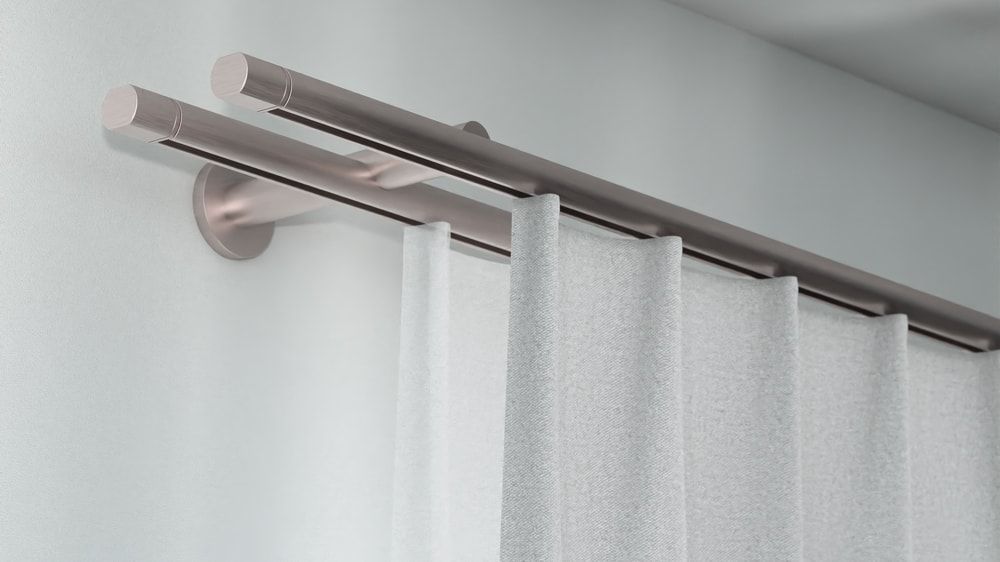 Interstil Duett 2-läufige Stange für Vorhänge zur Wandmontage – in Nickel matt