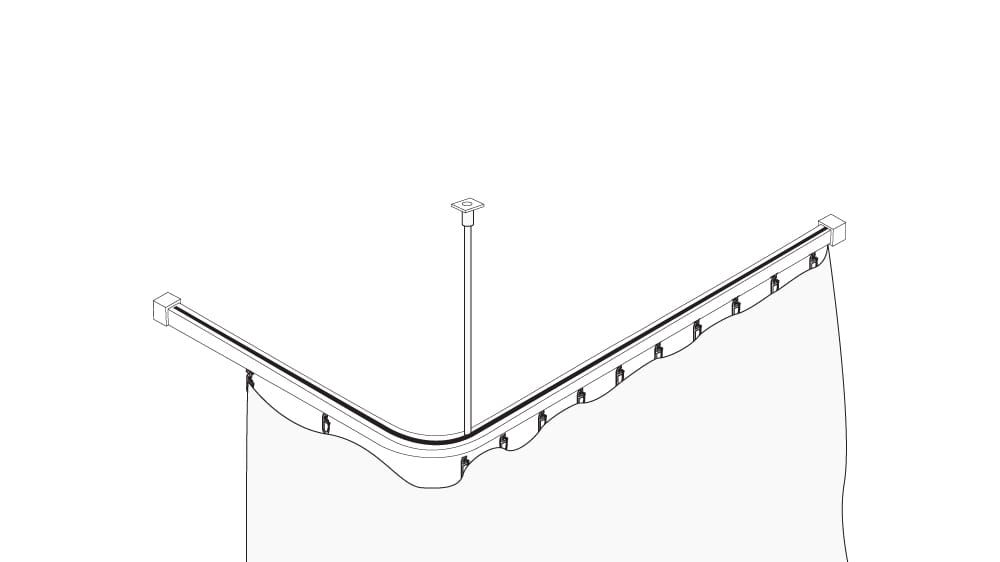 Interstil Cubus 1 L-Form: Quadratische Duschvorhangstange L-Form