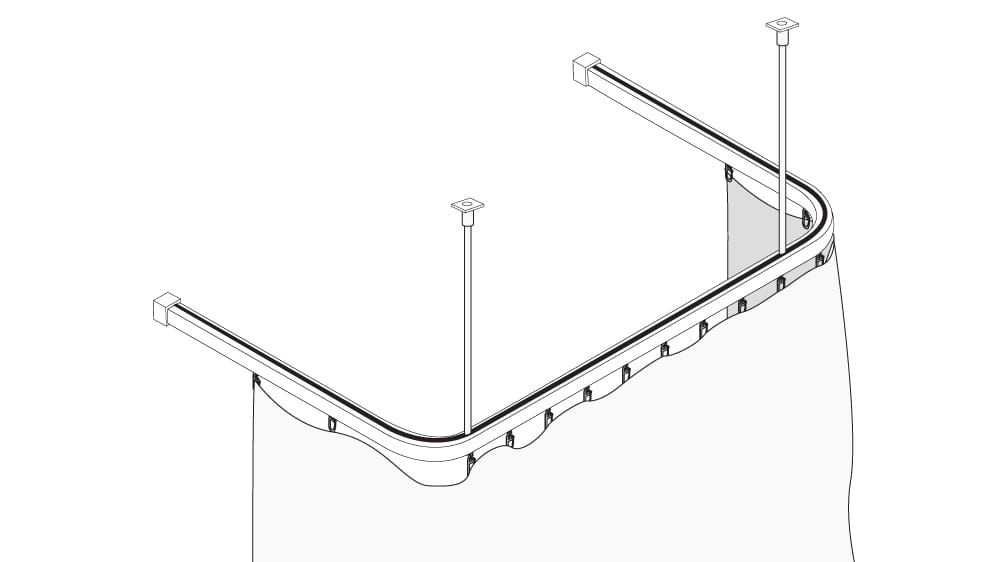 Interstil Cubus 1 U-Form: Quadratische Duschvorhangstange U-Form