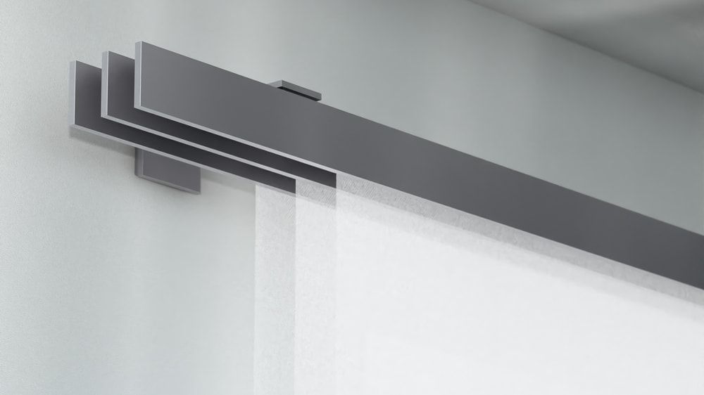 Interstil F1 Gardinenstange für Schiebegardinen 3-läufig Wand – in Edelstahl