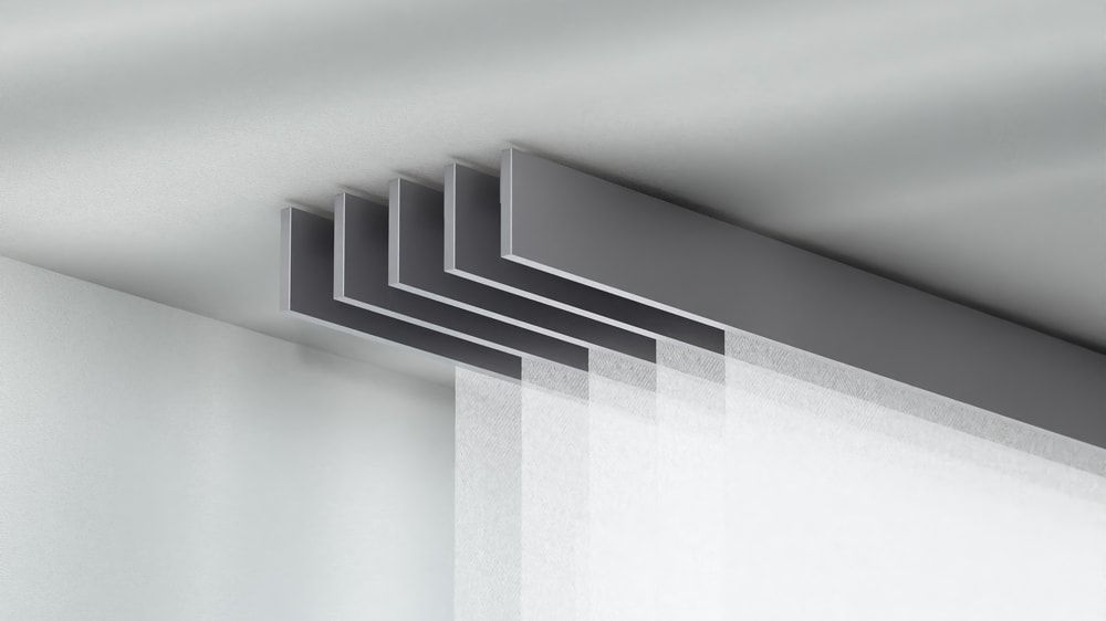 Interstil F1 Schiebevorhangschiene Decke 5-läufig – in Edelstahl