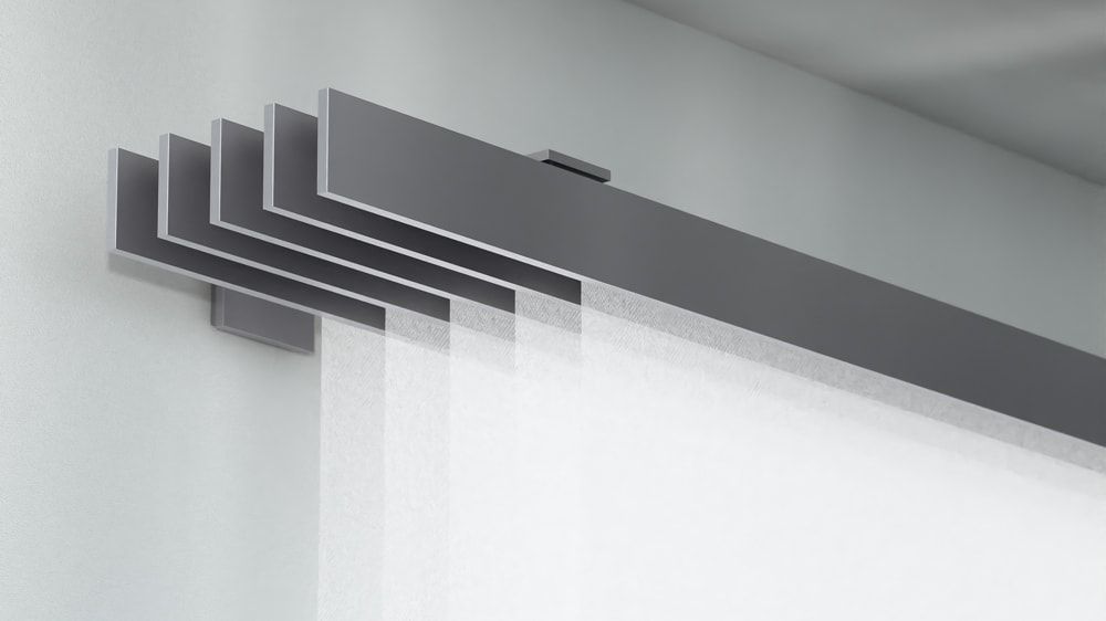 Interstil F1 Flächenvorhangschiene 5 läufig Wand – in Edelstahl