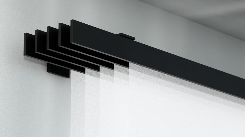 Interstil F1 Flächenvorhangschiene 5 läufig Wand – in Schwarz
