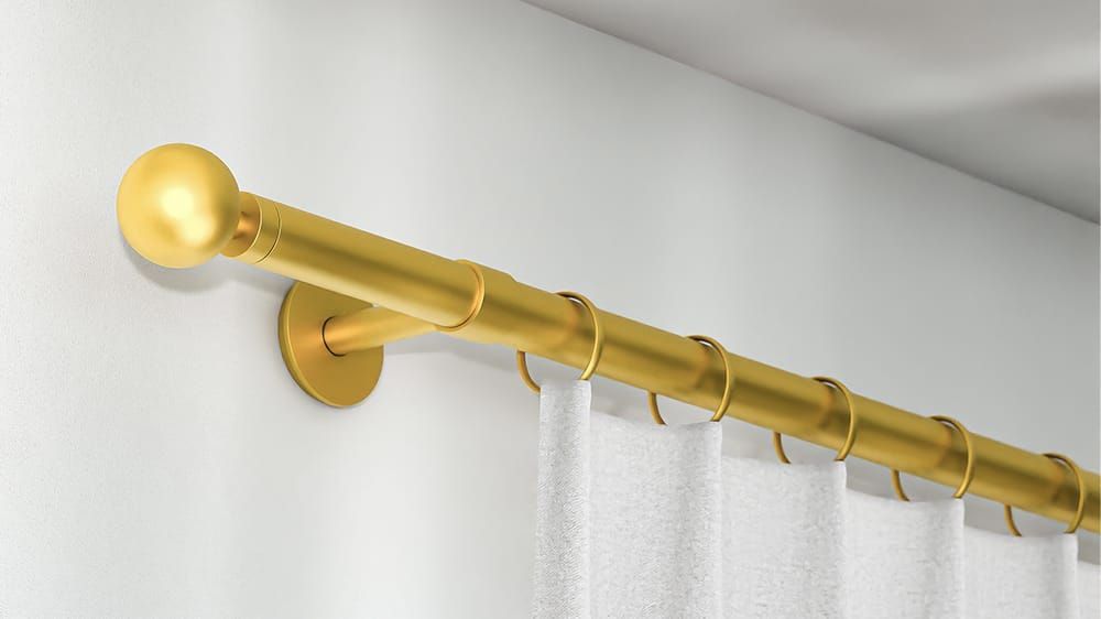 Interstil Golf Stange für Gardinen mit Ringen zur Wandmontage – in Messing
