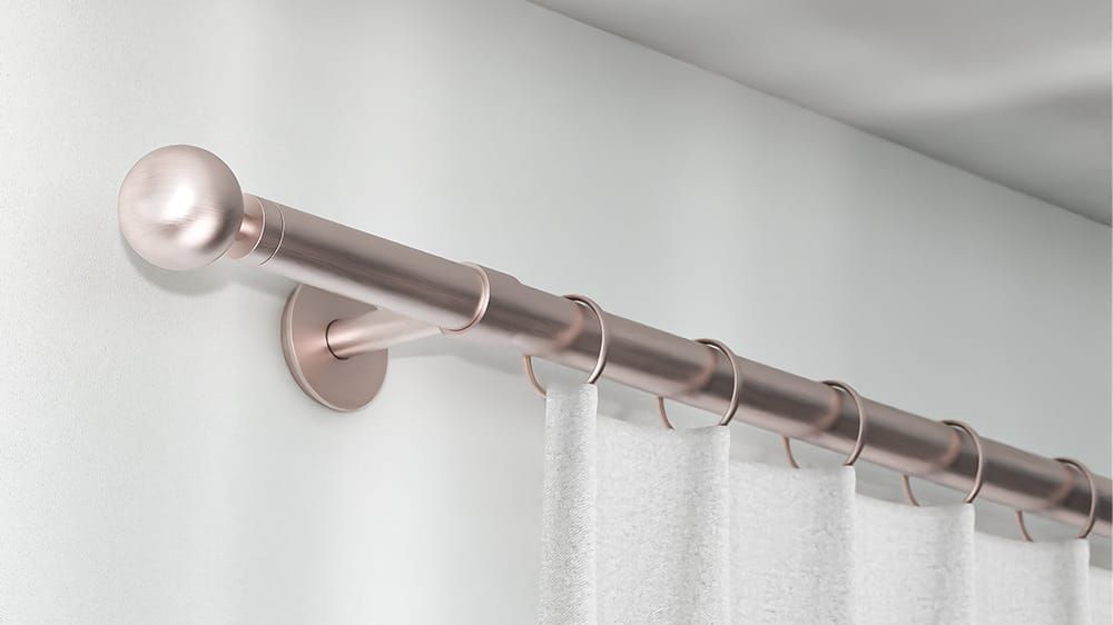 Interstil Golf Stange für Gardinen mit Ringen zur Wandmontage – in Nickel matt