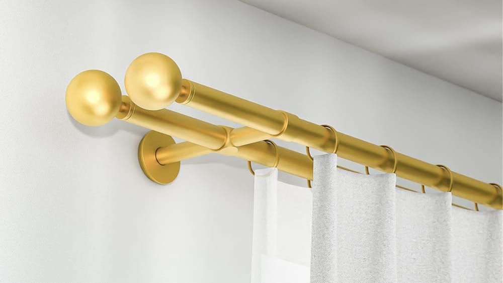 Interstil Grazioso 2-läufige Stange für Vorhänge mit Ringen – in Messing