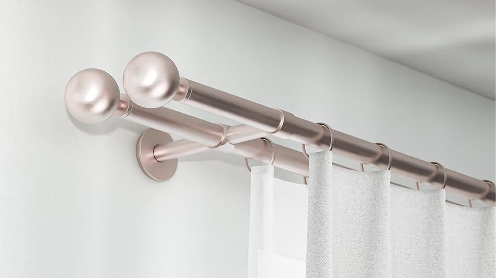 Interstil Grazioso 2-läufige Stange für Vorhänge mit Ringen – in Nickel matt