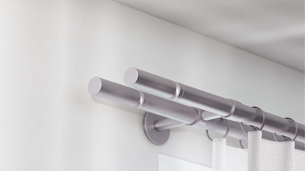 Interstil Kensington doppelte Stange für Vorhänge mit Ringen – in Edelstahl