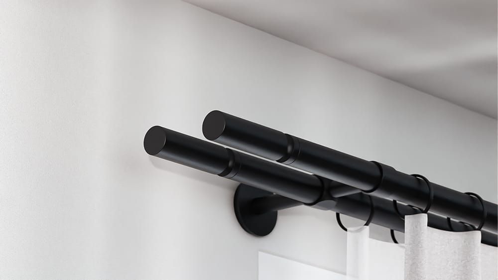 Interstil Kensington doppelte Stange für Vorhänge mit Ringen – in Schwarz