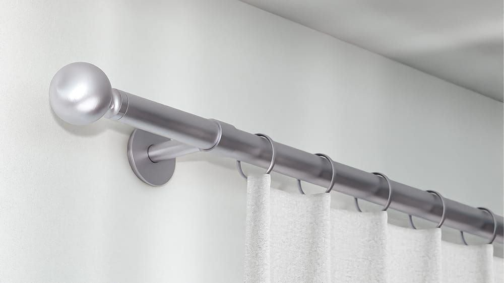 Stange für Gardinen mit Ringen zur Wandmontage – in Edelstahl