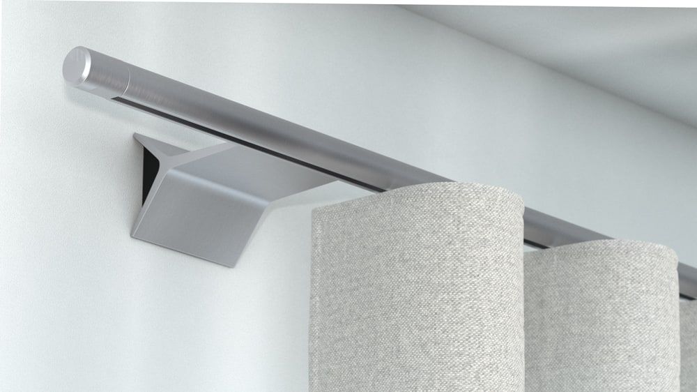 Interstil Luv 2 Gardinenstange zur Wandmontage nach Maß – in Edelstahl