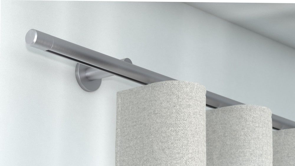 Interstil Luv 3 Vorhangstange Innenlauf Wand auf Maß – in Edelstahl