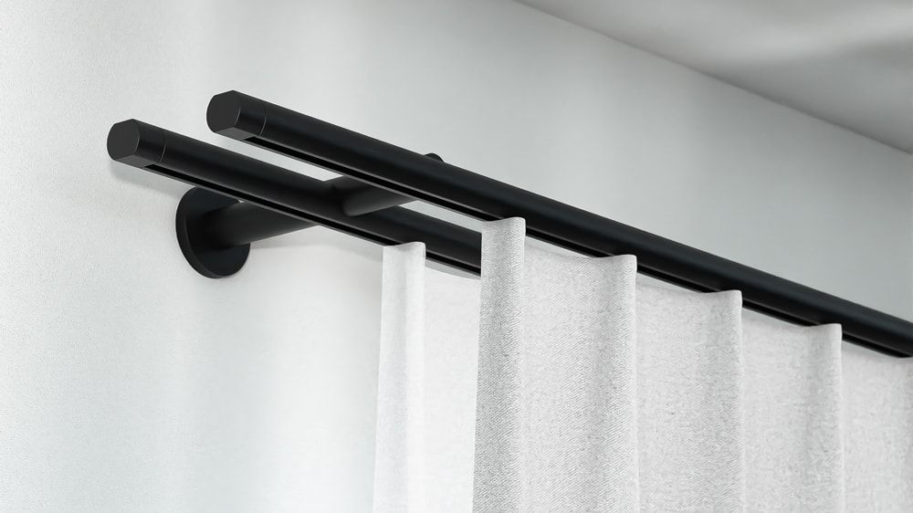 Interstil Metro 2-läufige Vorhangstange zur Wandmontage  – in Schwarz