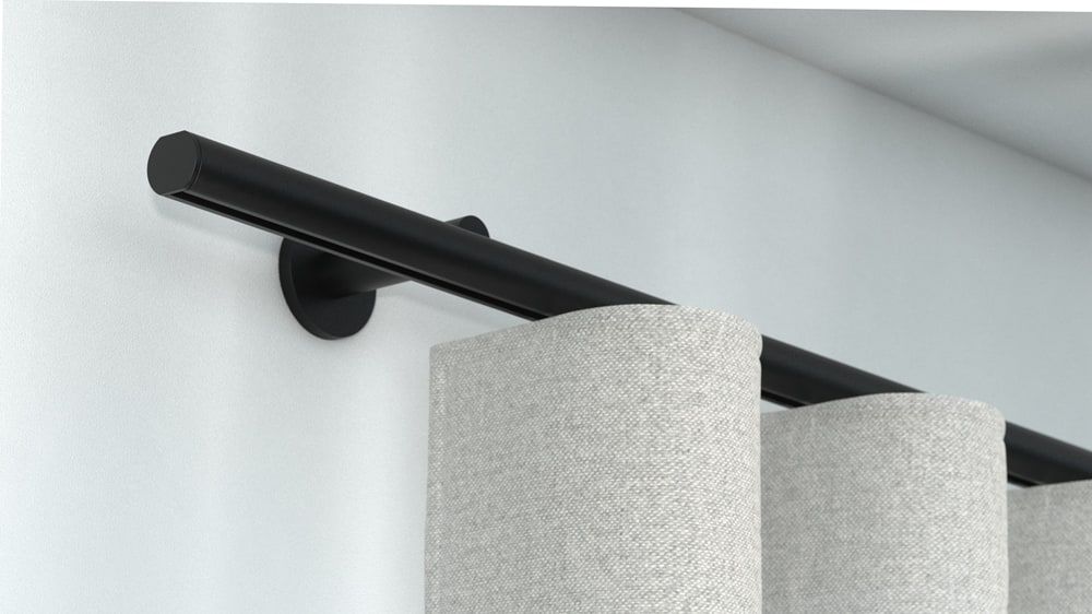 Interstil Modus 1-läufig - runde Vorhangstange mit Innenlauf – in Schwarz