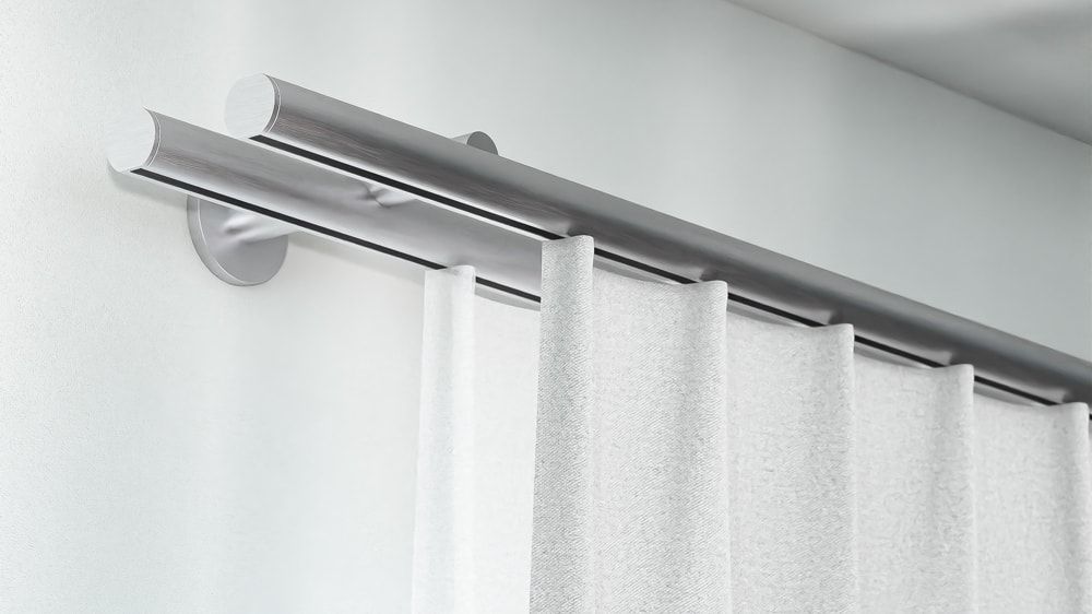 Interstil Modus 2-läufig - Doppelte Vorhangstange  – in Aluminium