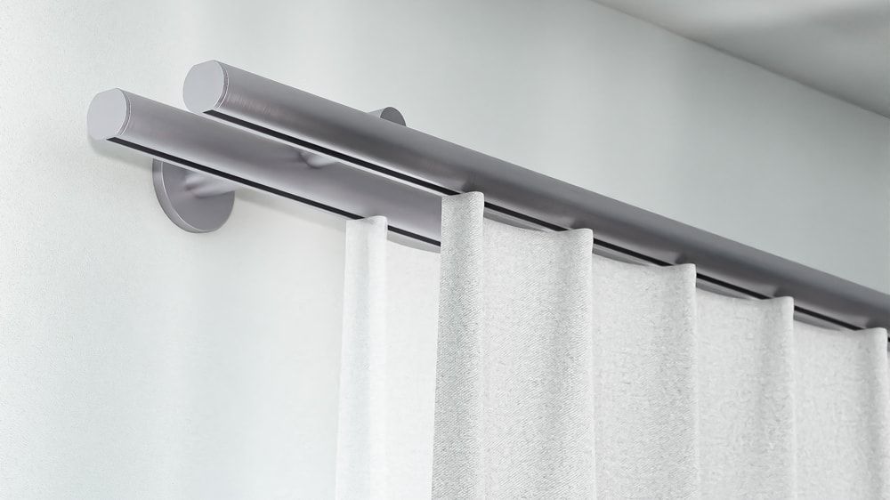 Interstil Modus 2-läufig - Doppelte Vorhangstange  – in Edelstahl
