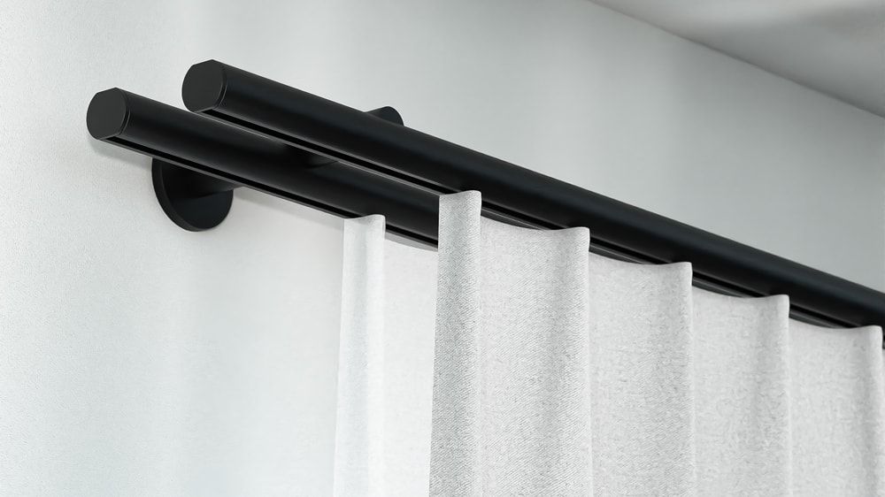 Interstil Modus 2-läufig - Doppelte Vorhangstange  – in Schwarz