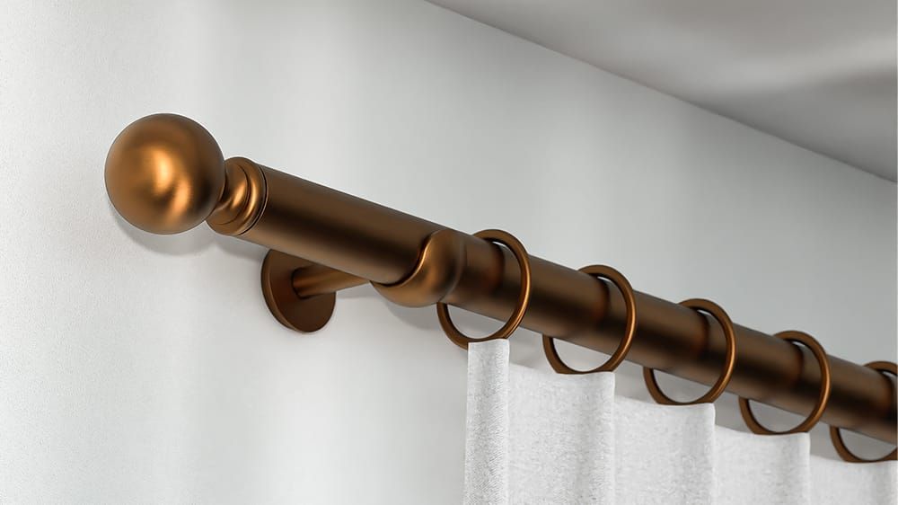 Einläufige Gardinenstange Bronze zur Wandmontage  – in Bronze