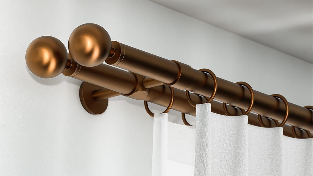 Interstil Palace: zweiläufige Vorhangstange mit Ringen – in Bronze