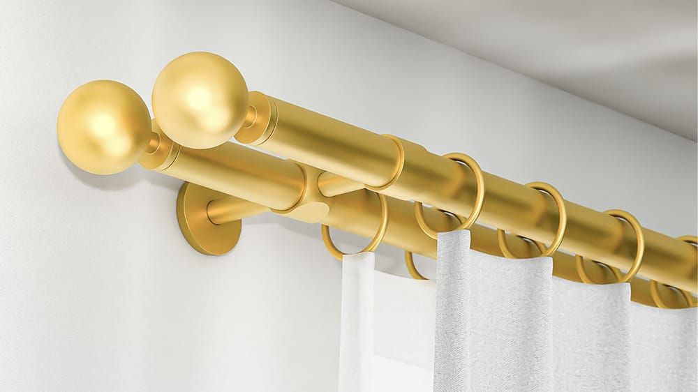 Interstil Palace: zweiläufige Vorhangstange mit Ringen – in Messing