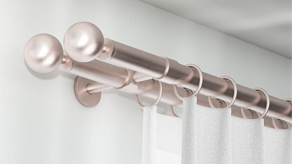 Interstil Palace: zweiläufige Vorhangstange mit Ringen – in Nickel matt