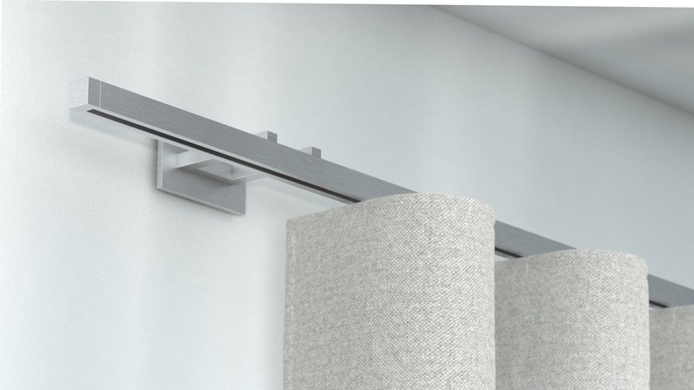 Interstil Phantom 1 - eckige Gardinenschiene zur Wandmontage – in Aluminium