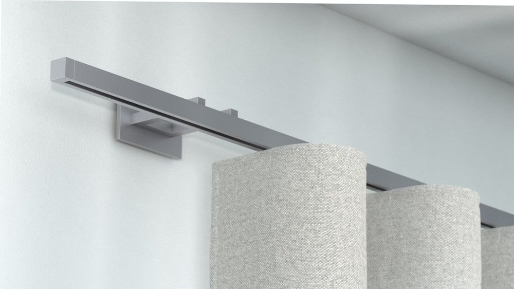 Interstil Phantom 1 - eckige Gardinenschiene zur Wandmontage – in Edelstahl