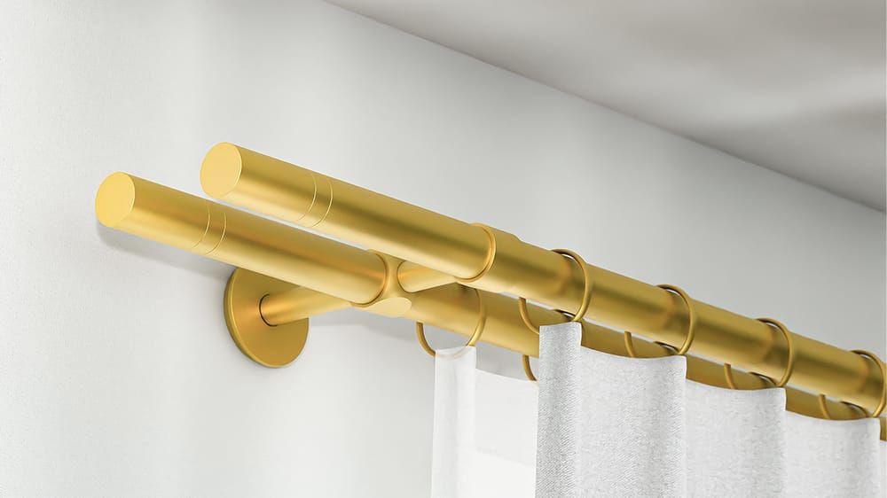 Interstil Polo doppelte Vorhangstange zur Wandmontage – in Messing