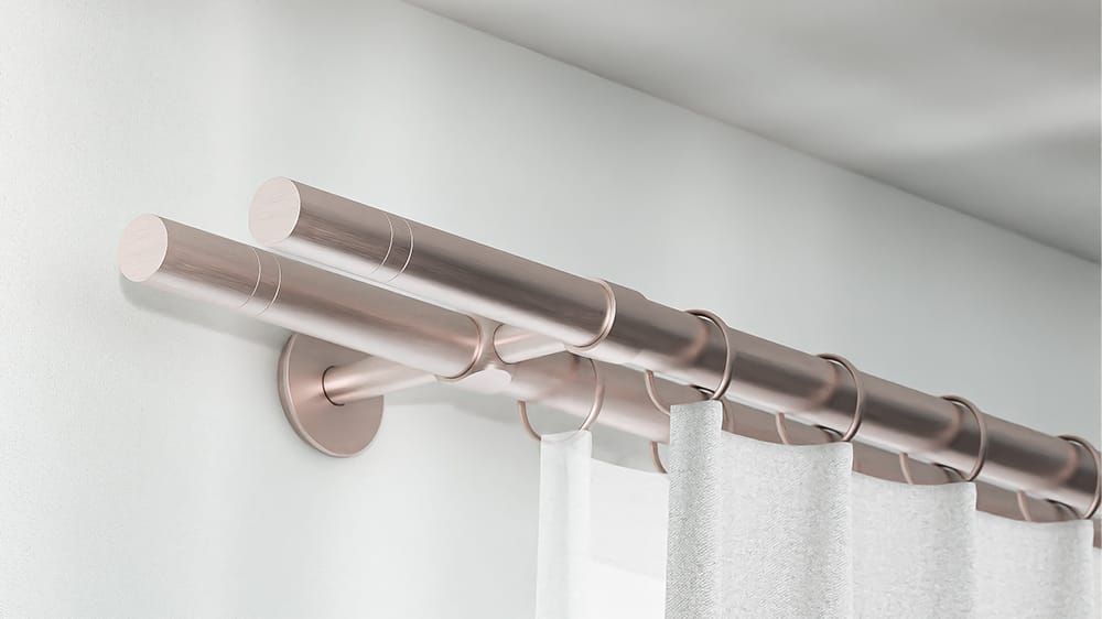 Interstil Polo doppelte Vorhangstange zur Wandmontage – in Nickel matt