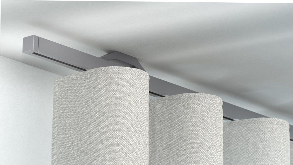 Interstil Quantum 2 1-läufige Deckenschiene auf Maß – in Edelstahl