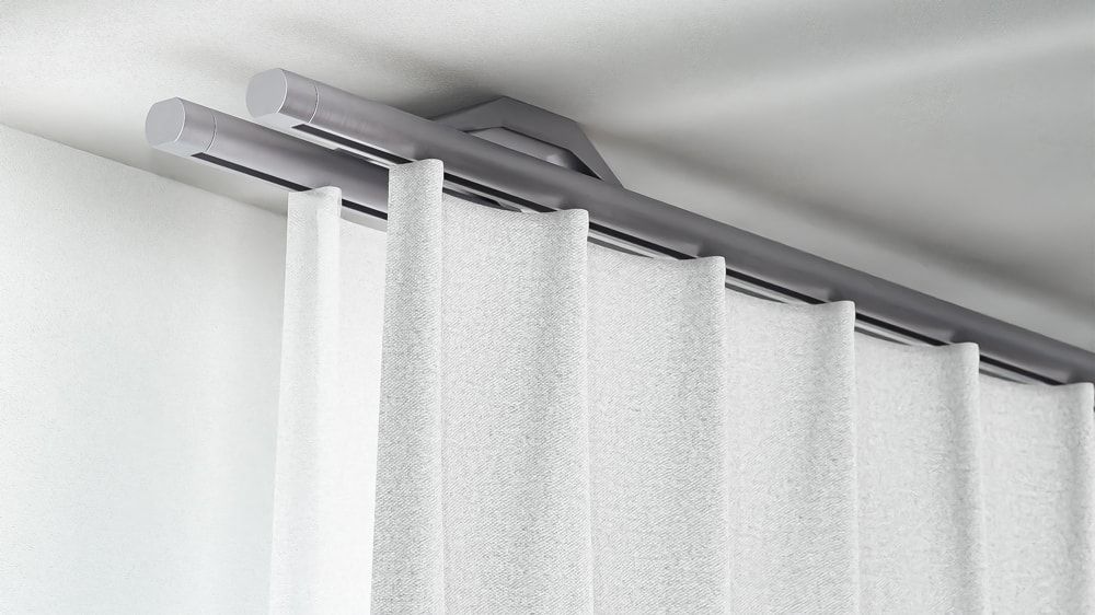 Interstil Quantum 20 Deckenschiene 2-läufig mit Endstück Metro – in Edelstahl